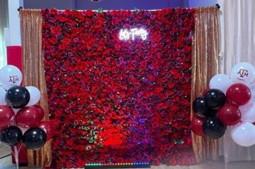 Red Floral Back drop with neon sign option