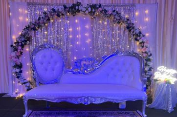 Ivory leather Silver trim Chaise